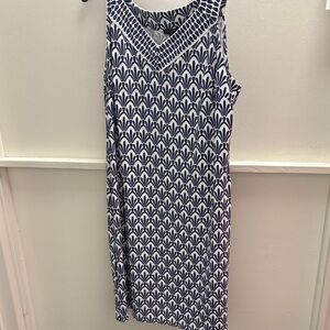 Talbots Navy and White Patterned Dress- NWT